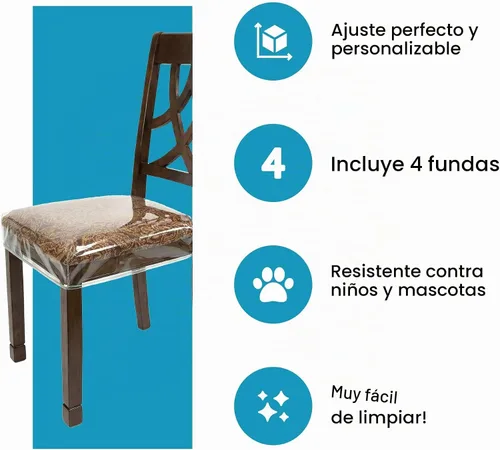 Vista 3 de Houseables Fundas de plástico para sillas, fundas de asiento de plástico para sillas de comedor, protectores de asiento, vinilo, impermeable