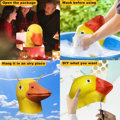 Vista 6 de Molezu Máscara de lujo para Halloween, máscara de cabeza de pato, máscara de látex, disfraz de pico de pato