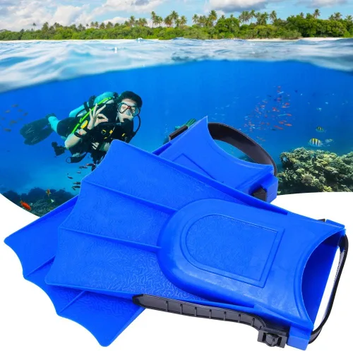 Vista 3 de Aletas de esnórquel para niños, paquete de 2 aletas de natación para niños, PVC, ligeras, equipo de entrenamiento de buceo, equipo de esnórquel