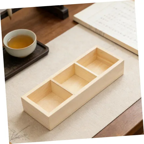 Vista 6 de Tea Bag Storage Organizer Wooden 3 Compartment Box for Coffee Bars