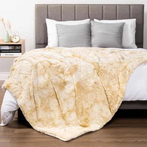 Vista 11 de PAVILIA - Manta de piel sintética reversible con diseño tie-dye color negro, suave, mullida y cálida, mantas y cobijas de sherpa para cama, manta