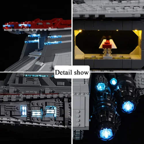 Vista 4 de Kyglaring Kit de luces compatible con bloques de construcción Lego Star Wars Venator 75367, accesorios de iluminación mejorados para Class Republic