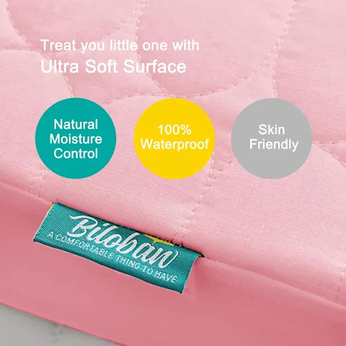 Vista 2 de Sábanas Protectoras de Colchón para Cuna Impermeables Paquete de 2, Funda Acolchada de Protector de Colchón para Cuna Ajustable para Colchón de Cama
