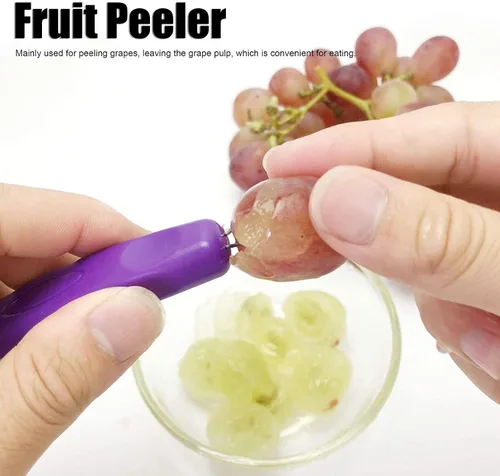Vista 7 de Pelador de uva de acero inoxidable, pelador de piel de fruta portátil, pelador de piel de uva de frutas moradas, removedor de picaduras, mini
