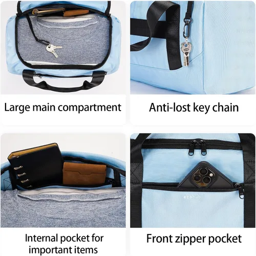 Vista 4 de ECOHUB Bolsa de viaje pequeña de 16 pulgadas, bolsa de viaje para debajo del asiento, bolsa de gimnasio para mujeres y hombres