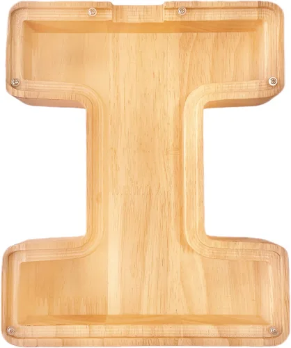 Vista 14 de Alcancía de 26 letras del alfabeto inglés A-Z, alcancía de madera transparente de gran capacidad, caja de ahorro de monedas personalizada