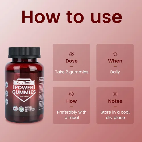 Vista 8 de HolyTime Power Gummies – Shilajit del Himalaya, péptido de ostras y palma enana americana – 120 unidades Vitalidad diaria, resistencia y apoyo