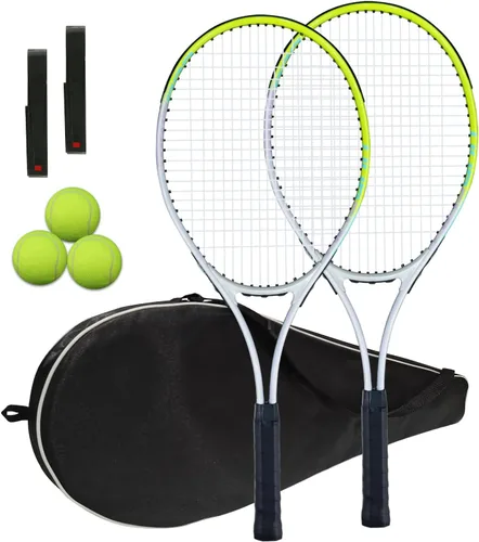 Vista 9 de Raqueta de tenis preencordada, ligera, de 27 pulgadas, raquetas recreativas para adultos, para hombres, mujeres, estudiantes, kit de entrenamiento