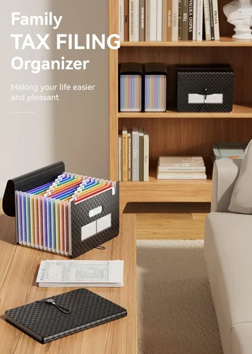 Vista 7 de ABC life Organizador de archivos de acordeón de 12 bolsillos, organizador mensual de recibos, carpetas de archivos expansibles con pestañas
