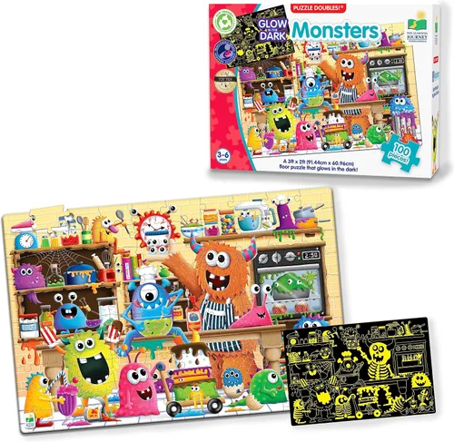 Vista 13 de The Learning Journey Puzzle Doubles que brilla en la oscuridad – Dinos – Rompecabezas preescolar de 100 piezas que brilla en la oscuridad
