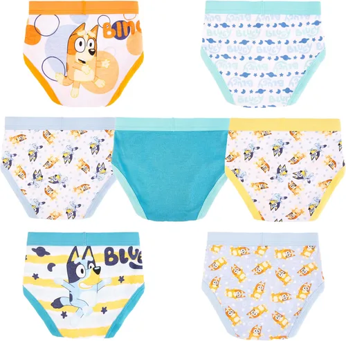 Vista 3 de Bluey Calzoncillos para niños de 100% Algodón Peinados, Tallas 18m, 2/3t, 4t, 4, 6 y 8 Paquete de 7 Bluey