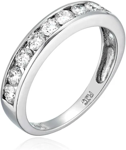 Vista 10 de VIR JEWELS Anillo de boda de diamante blanco de 1 cttw a 2 quilates para mujer, juego de canales de oro de 14 quilates, tamaño 4.5-10