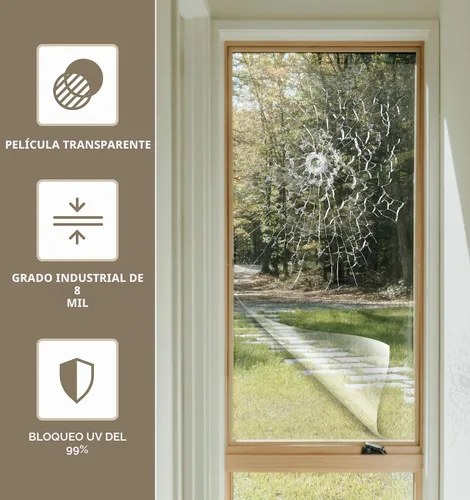 Vista 2 de VViViD Rollo de película de seguridad de vinilo transparente protectora a prueba de rotura para ventanas