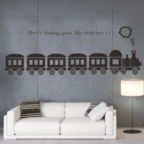 Vista 7 de Calcomanía de pared de tren y adhesivo de riel de alta velocidad, arte de pared de PVC extraíble, perfecto para habitaciones de niños, guarderías