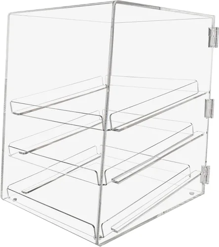 Vista 13 de Marketing Holders Cubo de exhibición de pastelería con puerta de 10.25 x 11.5 x 11 pulgadas para productos horneados con 2 bandejas extraíbles