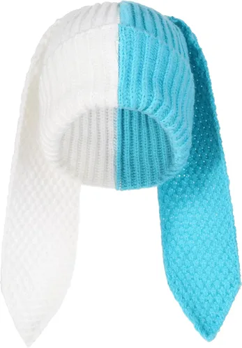 Vista 13 de Gorro de conejo para mujer, lindo conejo de ganchillo, gorro de invierno, cálido gorro de calavera para esquí al aire libre