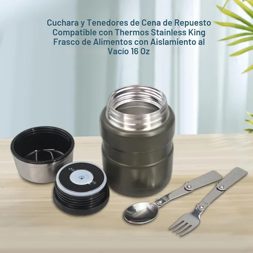 Vista 3 de Cuchara de repuesto y tenedores de cena compatibles con termo de comida de 16 onzas (1 cuchara, 1 tenedor de cena)