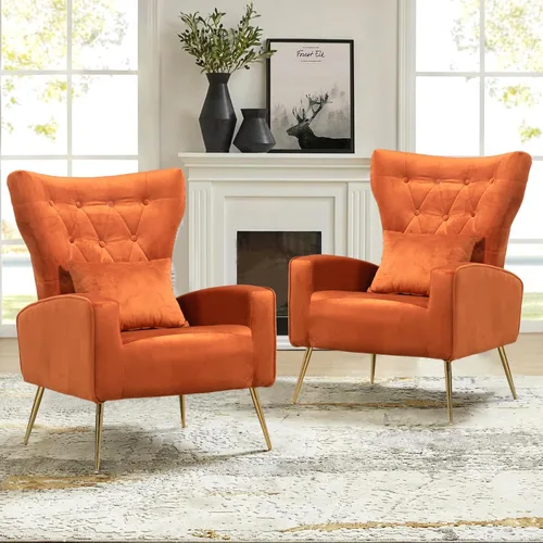 Vista 24 de Silla decorativa de terciopelo con respaldo abatible y cojín lumbar, sillón moderno para sala de estar/dormitorio, silla lateral de recepción