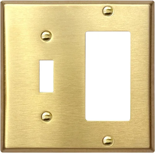 Vista 35 de Rio Salto BRASS Signature Collection MIDSIZE - Placa de pared de metal dorado para interruptor de luz o cubierta de tomacorriente, placa de pared