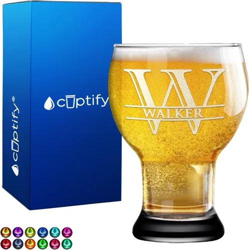Vista 9 de Vaso de cerveza personalizado con nombre de círculo elaborado de 16 onzas, parte inferior negra, grabado maestro selecto, con texto personalizado