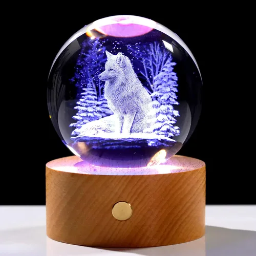 Vista 13 de Ornalrist 3D Wolf Gifts 3.15in Crystal Ball Decor Figurine for Women Men