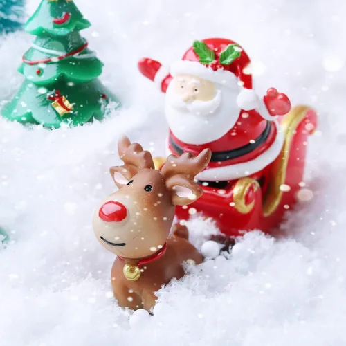 Vista 5 de yeesport 18 figuras en miniatura de Navidad, mini Papá Noel, adorno de Navidad, micro paisaje, árbol de Navidad, muñeco de nieve, reno, regalo