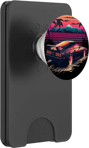 Vista 8 de Japonés Retro Futurista Synthwave Car Racing JDM Tuning PopSockets intercambiables PopGrip
