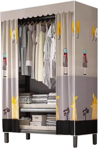 Vista 11 de large closets Portable Wardrobe Closet with Thick Cloth Cover Clothes Closet for Bedroom Storage Closet Metal Frame Wardrobe Closet Space-saving