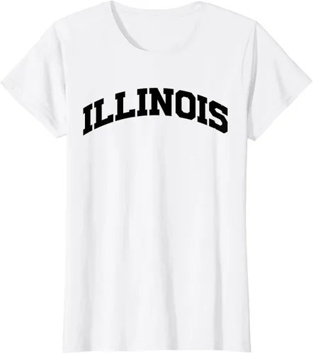 Vista 24 de Illinois Gift - Camiseta de diseño deportivo con texto universitario, gris, S