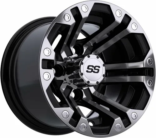 Vista 4 de GTW Specter - Rueda de carrito de golf de aluminio de 10 pulgadas Mecanizado plata/negro