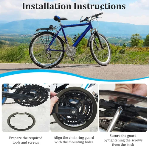 Vista 4 de plplaaoo Protector de cadena, cubierta protectora de piñón de bicicleta, protector de cadena de bicicleta de montaña, con 4 agujeros, cubierta