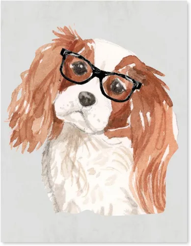 Vista 153 de Andaz Press Póster impreso para pared de perro, 8.5 x 11 pulgadas, Bulldog inglés con gafas negras, 1 paquete, regalo de cumpleaños de Navidad, sin