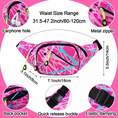 Vista 3 de Hicarer 18 piezas de accesorios de los años 80 para mujeres y niñas, trajes de fiesta retro neón de los años 80 y 90, disfraz de Año Nuevo, riñonera