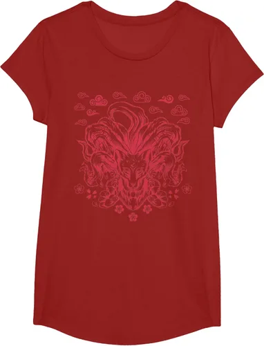Vista 39 de Camiseta de anime japonés Nine Tails Fox Kitsune, Negro