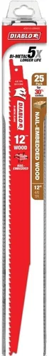 Vista 2 de Diablo - Hoja de sierra recíproca bimetálica, 12 pulgadas de longitud, 4/6 con revestimiento Perma-Shield para madera incrustada en clavos, diente