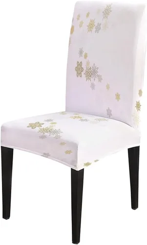 Vista 142 de CAPSCEOLL Christmas Dining Chair Covers,Snowflakes Festive Winter Pattern Stretch Chair Covers for Dining Room Set of 2 Washable Spandex Parson