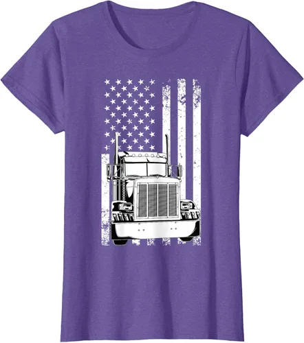 Vista 18 de Camión conductor bandera americana camionero vintage hombres mujeres regalo camiseta