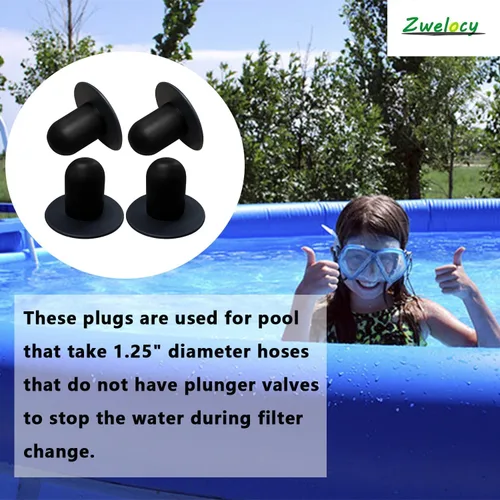 Vista 5 de Paquete de 4 tapones de repuesto para pared de piscina – Tapones para agujeros de filtro de bomba de piscina para piscinas Bestway e Intex sobre