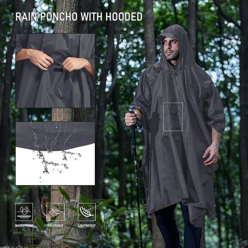 Vista 2 de Impermeable con capucha estilo poncho, para hombres y mujeres