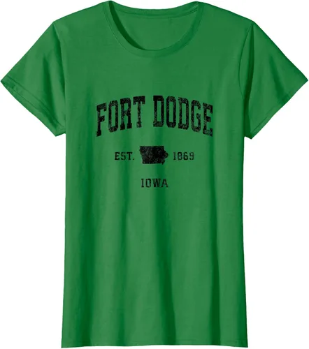 Vista 28 de Fort Dodge Iowa IA - Camiseta deportiva clásica negra con diseño deportivo, Gris