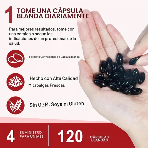 Vista 2 de Astaxantina 12 mg, Astaxantina 120 cápsulas blandas premium, extraídas naturalmente de Haematococcus pluvialis Suministro de 4 meses