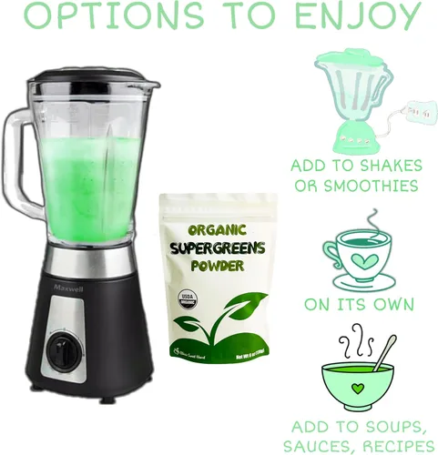 Vista 4 de Cherie Sweet Heart Supergreens Powder – Superfood Green – Polvo de verduras orgánicas Super Greens – Polvo de batido – Superalimento en polvo