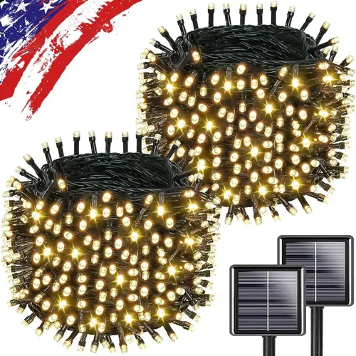 Vista 12 de KAQ - Juego de 200 luces solares LED para exteriores, impermeables, multicolor Total 66FT Flexible Wire With Bright LEDs, 8 Twinkle Modes with