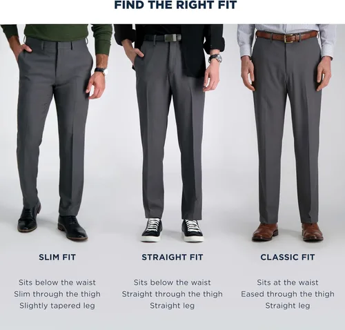 Vista 7 de Haggar Pantalones para Hombre de Comodidad Premium con Ajuste Clásico y Pliegues Frontales en Tallas Regulares y Grandes y Altas