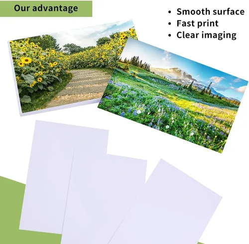 Vista 4 de LUNARM 50 hojas de papel fotográfico, papel fotográfico brillante de 4"x6" para impresora de tinta de color, papel fotográfico de 180 g/m²