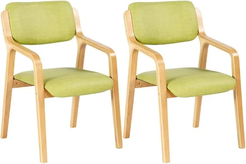 Vista 7 de CLATINA Sillas de comedor, sillas de comedor modernas de mediados de siglo, sillas de cocina tapizadas de tela con brazos y patas de madera maciza