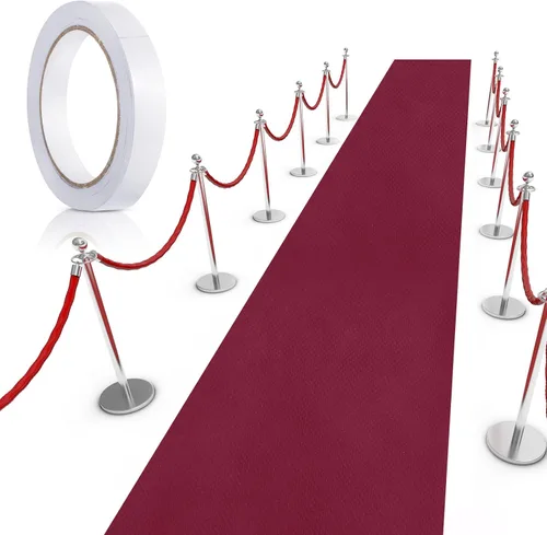 Vista 9 de Shappy Alfombra negra para fiesta, 55 GSM de grosor con cinta de alfombra, alfombra de pasillo para Halloween, graduado, boda, fiesta, pista