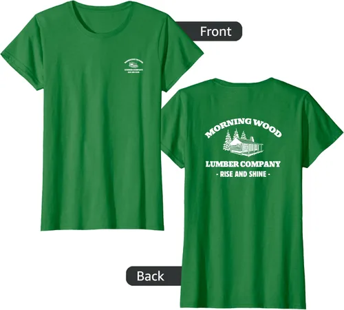 Vista 40 de Morning Wood Lumber Company - Camiseta con estampado de espalda delantera, Negro, S