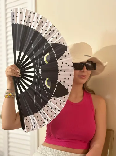 Vista 7 de SAKA CRAFTS Ventilador plegable grande para festivales UV, artículos esenciales de equipo o accesorios para rave para mujeres, trajes de hombre