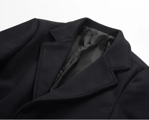 Vista 3 de INVACHI Mens Long Trench Coat Double Breasted Notched Lapel Peacoat Casual Windproof Overcoat